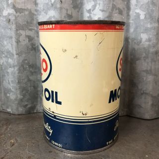 Sohio Motor Oil Can Quart Metal Vintage Antique 4