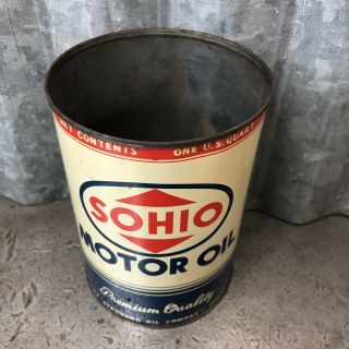 Sohio Motor Oil Can Quart Metal Vintage Antique 5