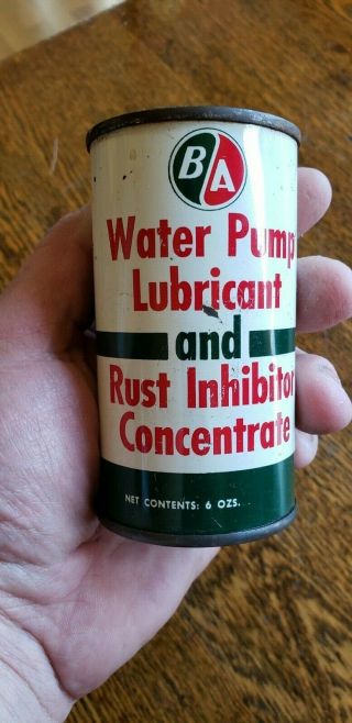 Rare Advertising Ba B - A Water Pump Lubricant Motor Oil Tin Can Full