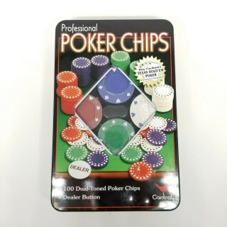 100 Cardinal Professional Poker Chips In Metal Tin Texas Hold 
