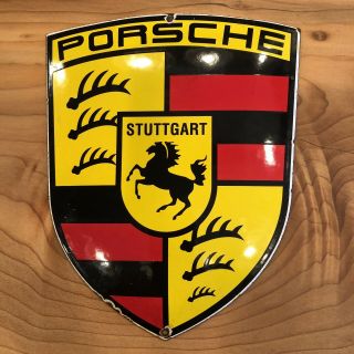 Rare Porcelain & Steel Stuttgart Porsche Sign From 1980’s 71/4x51/2 In