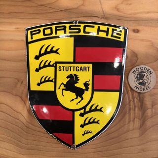 Rare Porcelain & Steel Stuttgart Porsche Sign From 1980’s 71/4x51/2 In 3