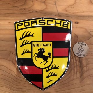 Rare Porcelain & Steel Stuttgart Porsche Sign From 1980’s 71/4x51/2 In 4