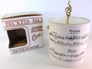 Vintage Cera 3quart Ice Bucket Mozart Beethoven Musical Notes W/ Box