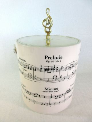 Vintage Cera 3quart Ice Bucket Mozart Beethoven Musical Notes w/ Box 2