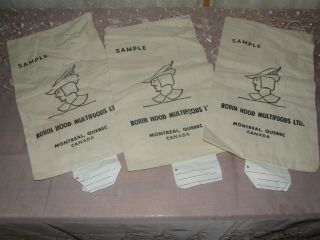 3 Vintage Robin Hood Cloth Flour Sample Bags Sacks 1970 