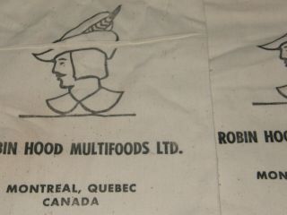 3 Vintage Robin Hood Cloth Flour Sample Bags sacks 1970 ' s? 3
