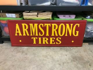 " Armstrong Tires " Large Embossed Metal Sign,  (48 " X 18 ")