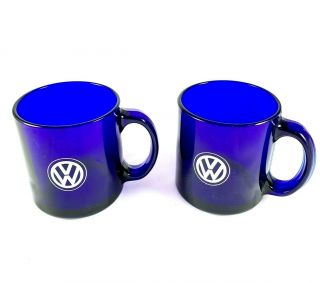 Volkswagen Vw Cobalt Blue Glass Coffee Mug Dealer Promo 12 Oz