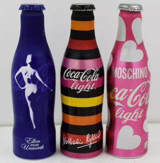 3 Htf Aluminum Coca Cola Bottles Nathalie Rykiel / Ellen Von Unwerth & Moschino