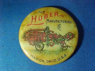 Vintage Huber Mfg Co Farm Equipment Advertising Pocket Mirror