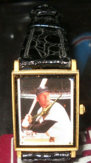 Vintage Mickey Mantle York Yankees Watch With Leather Strap