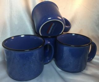 Marlboro Unlimited Coffee Mugs Cobalt Blue Speckled Soup Coffee CUPS - set of 4 2