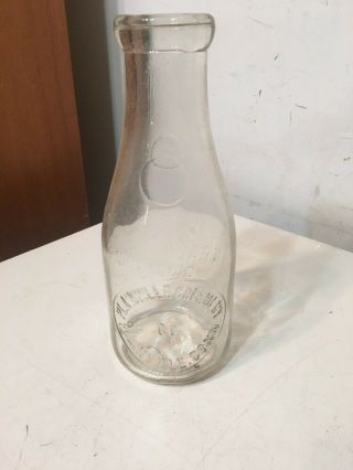 Rare Antique Plainville Creamery Co 1 Qt Milk Bottle Ct Connecticut
