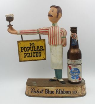 Vintage Pabst Blue Ribbon Bartender And Bottle Advertisement 6171