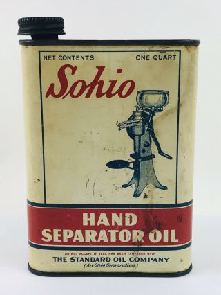 Sohio Hand Separator Oil 1 Quart Can Gas & Oil Advertising 102