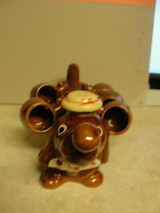 Rare find - Brown Vintage Dachshund tea set with 5 cups 2