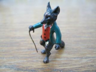 Gorgeous Cold Painted Miniature Bronze Of Mr Tod The Fox After Franz Bergman