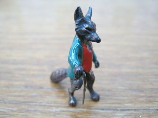 Gorgeous Cold Painted Miniature Bronze Of Mr Tod The Fox After Franz Bergman 2
