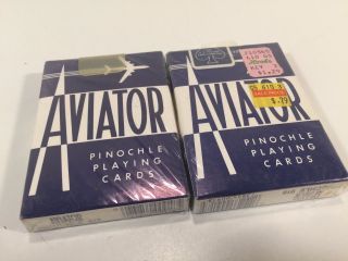 Vintage Aviator Pinochle Playing Cards - - Blue - 2 Decks