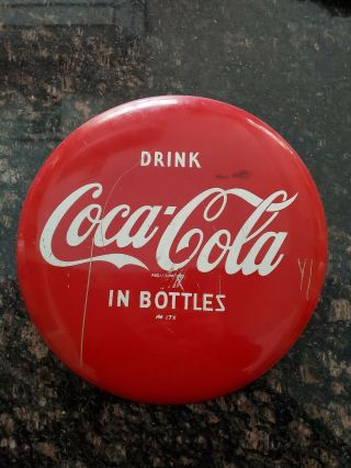 Coca Cola 12 " Round Button Metal Sign Pop Fountain Soda Am 17x Rare