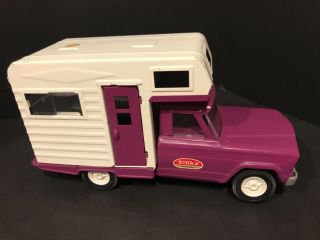 Vintage 1960 Tonka Jeep Pickup Truck With Camper Purple Rv Complete