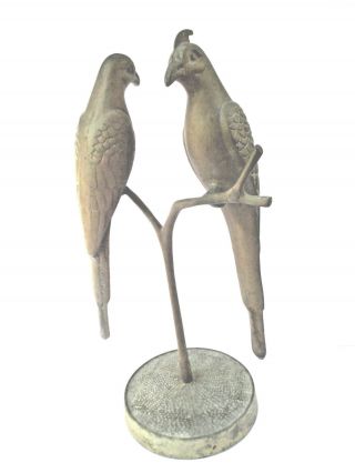 Vintage Brass Love/song Birds On Perch Stand Chic,  Mid,  Hollywood Regency 7941