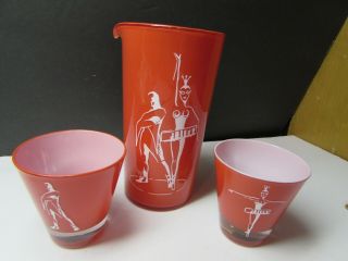 Cool 1950s Art Deco Man And Woman Musician Bar Ware Cocktail Set