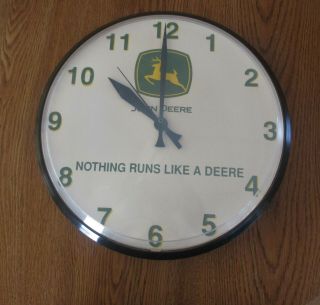 John Deere Battery Operated Wall Clock With John Deere Logo Made In Usa