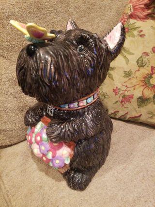 Mary Engelbreit 12 " Scottish Terrier Dog Cookie Jar 2000 Michel & Company