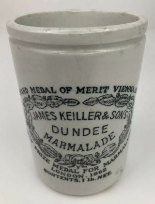 James Keiller & Son Dundee 1lb Orange Marmalade Stoneware Jar Crock England