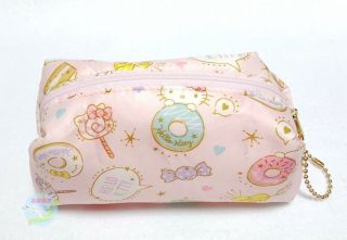 Sanrio Kawaii Hello Kitty Soft Pouch Inner Pocket Sweets Pattern Pink Bulging