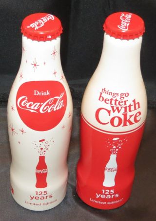 2 Coke Coca - Cola 125 Years Aluminium Bottles 250ml Autogrill 2011 Ltd.  Edition