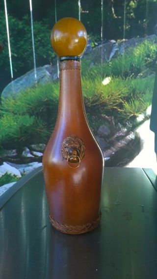 Vintage Leather Covered Bottle / 1950’s/60’s Liquor Decanter – Italy