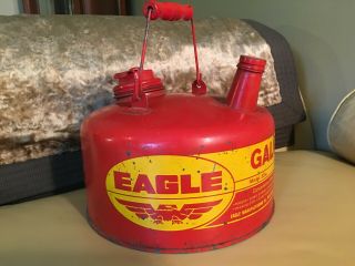 Vintage Eagle 1 Gallon Galvanized Metal Gas Can