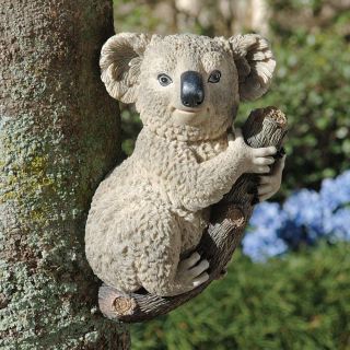 Climbing Koala Bear On Tree Branch Sculpture Garden Wall Statue