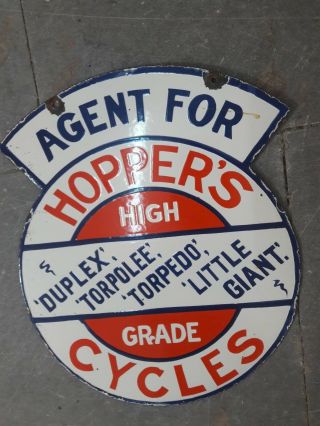 Porcelain AGENT FOR HOPPERS Sign SIZE 18 