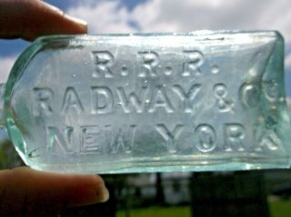 AQUA R.  R.  R.  RADWAY & CO BOTTLE YORK OPEN PONTIL 1850 ' S ERA DUG L@@K 3