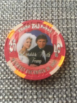 Donald Trump Taj Mahal $5 Casino Chip Wedding Chip 1992