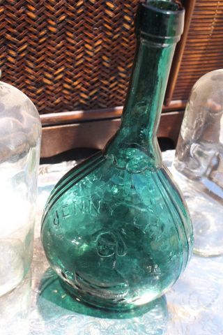 Rare,  Jenny Lind Fislerville Glass Calabash Blue Green