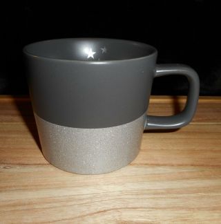 Starbucks 2018 Charcoal Grey Silver Glitter & Stars Coffee Mug Cup 12 Fl Oz