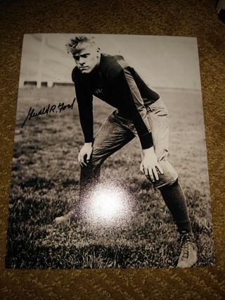 President Gerald R.  Ford Signed Black And White 8x10.  College Football Years