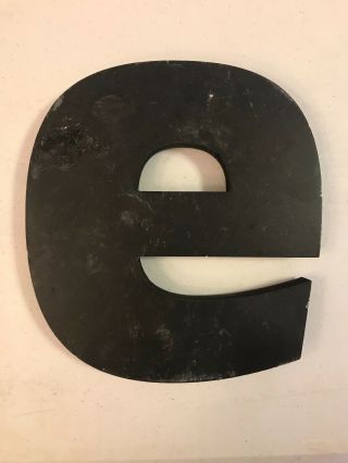 Vintage Sign Letter " E " Black Painted 10 " Architectural Advertising