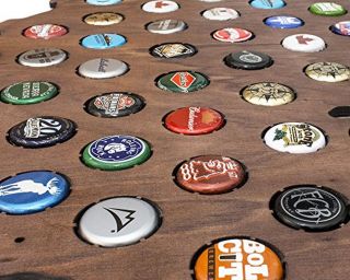 Giant USA Beer Cap Map with Dark Walnut Stain - 3ft Wide - Craft Beer Cap Hol. 4