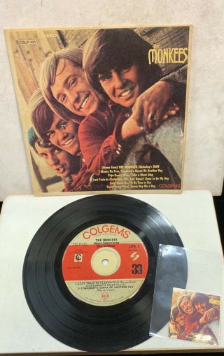 Very Rare The Monkees 1966 Us 33 1/3 Rpm 7” Jukebox Ep Record Cglp - 101