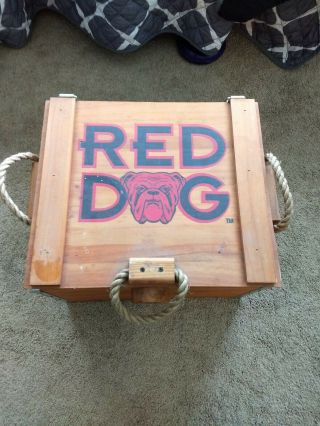 Rare Red Dog Beer Cooler Wooden Crate Man Cave Bar Tavern Vintage