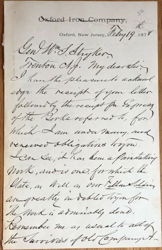 Civil War Union Colonel Charles Scranton Autograph Letter