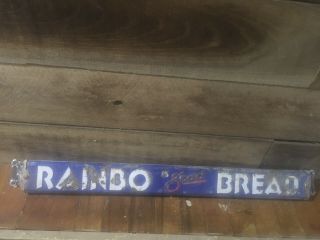Vintage 50s Rainbo Bread Advertising Sign Door Push Bar Country Store Gas Oil