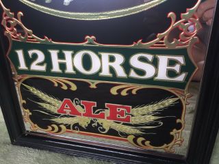 Genesee 12 Horse Ale Beer Mirror Sign Clydesdales Black Wood Frame. 3