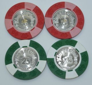 Set Of 4 King Of Clubs $5 - $25 Casino Chips Sparks Nevada Diecar Coin Inlay Mold